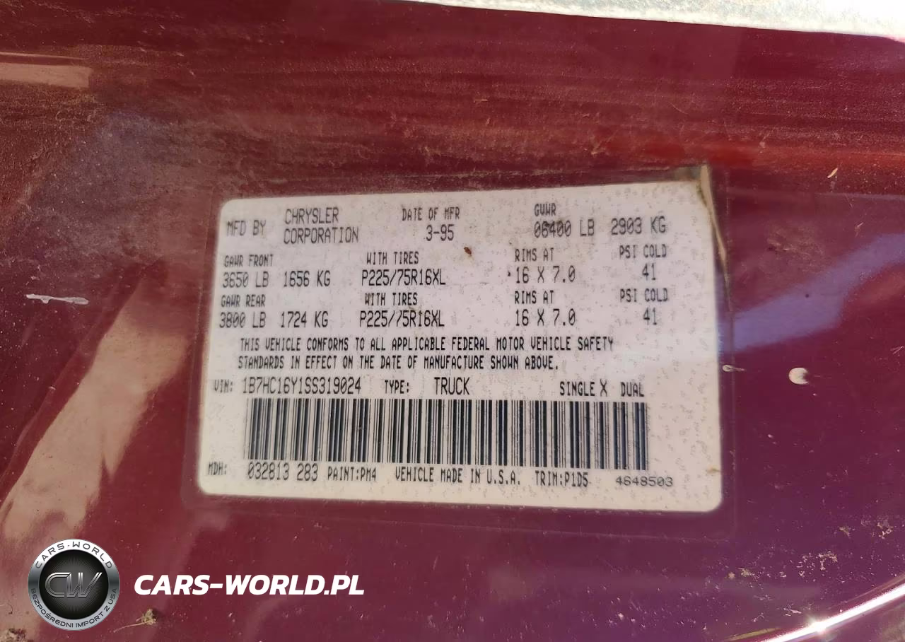 1995 Dodge Ram 1500 VIN:1B7HC16Y1SS319024 - 13