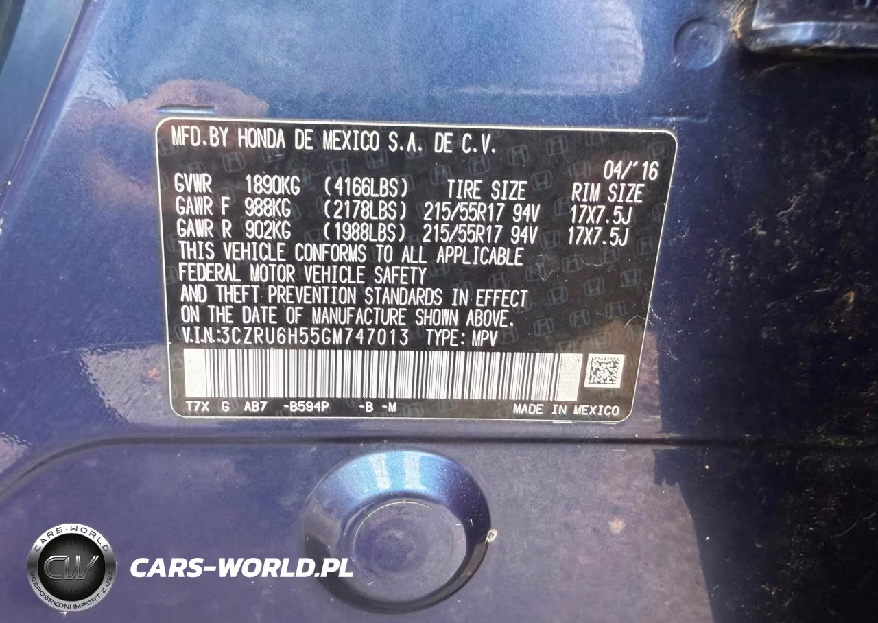 2016 Honda Hr-V Ex VIN:3CZRU6H55GM747013 - 10