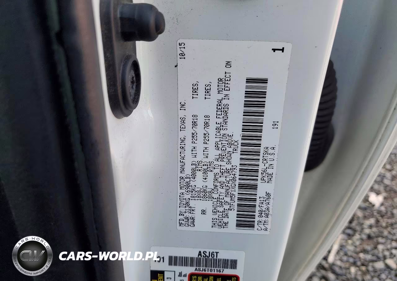 2016 Toyota Tundra Sr VIN:5TFUM5F1XGX064793 - 12