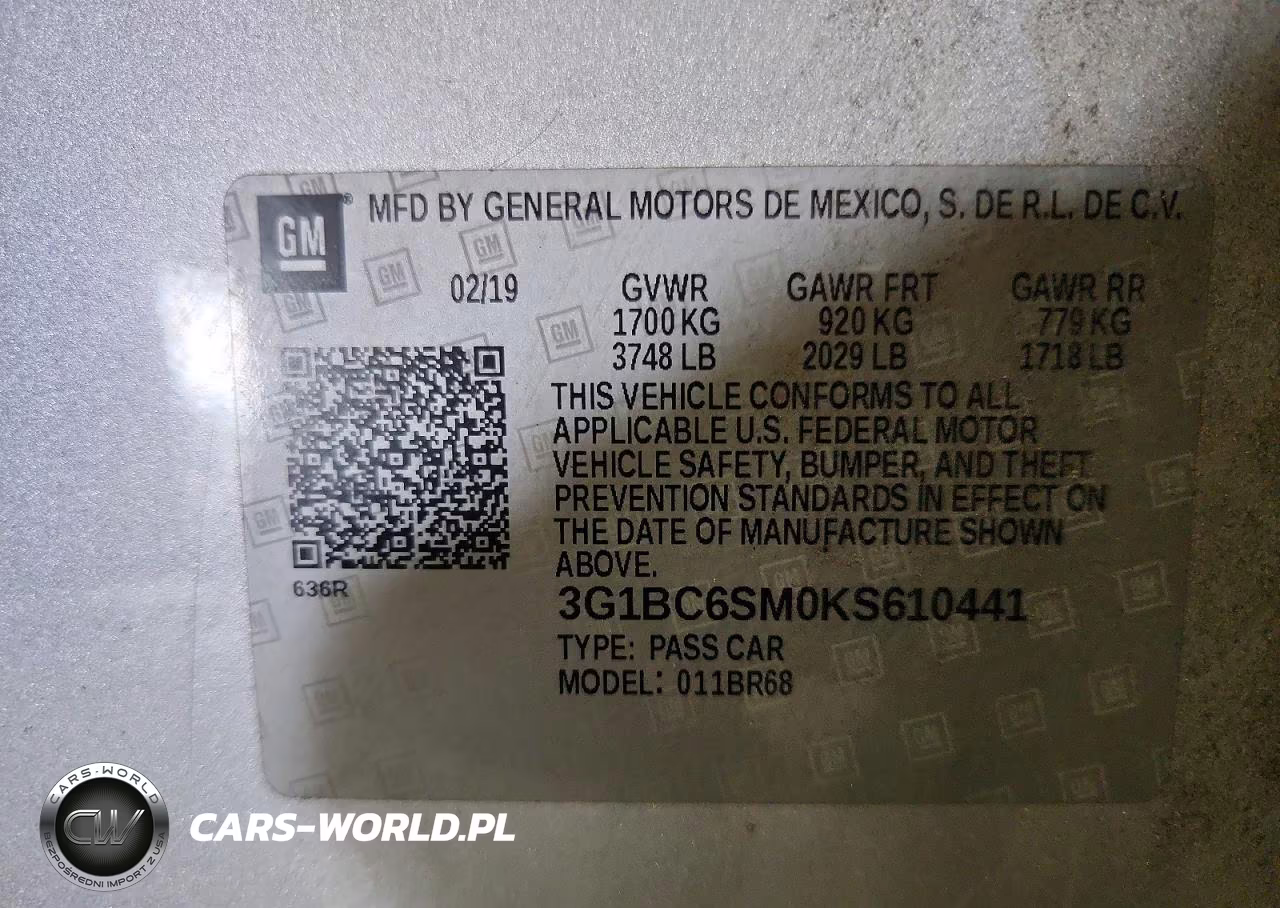 2019 Chevrolet Cruze Ls VIN:3G1BC6SM0KS610441 - 12
