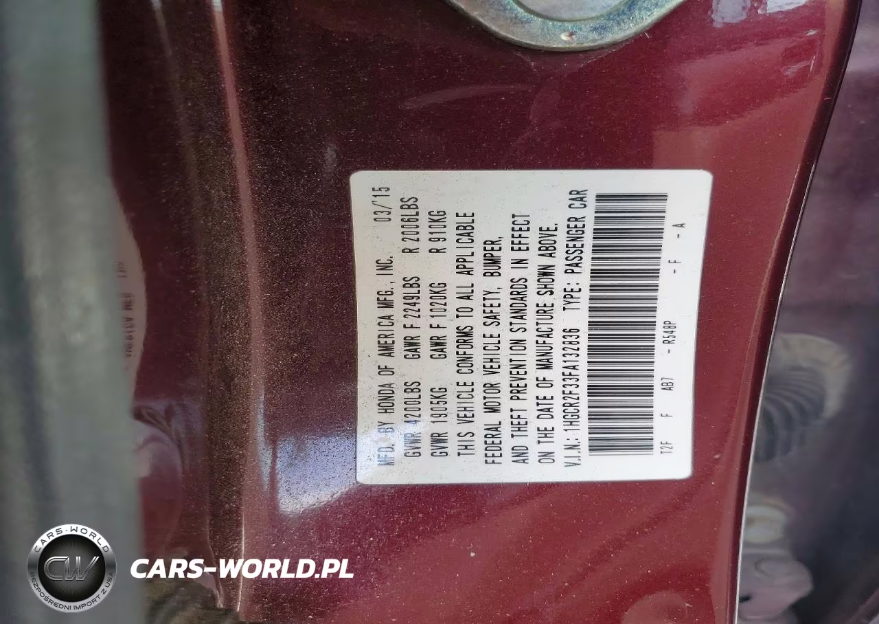 2015 Honda Accord Lx VIN:1HGCR2F33FA132836 - 12