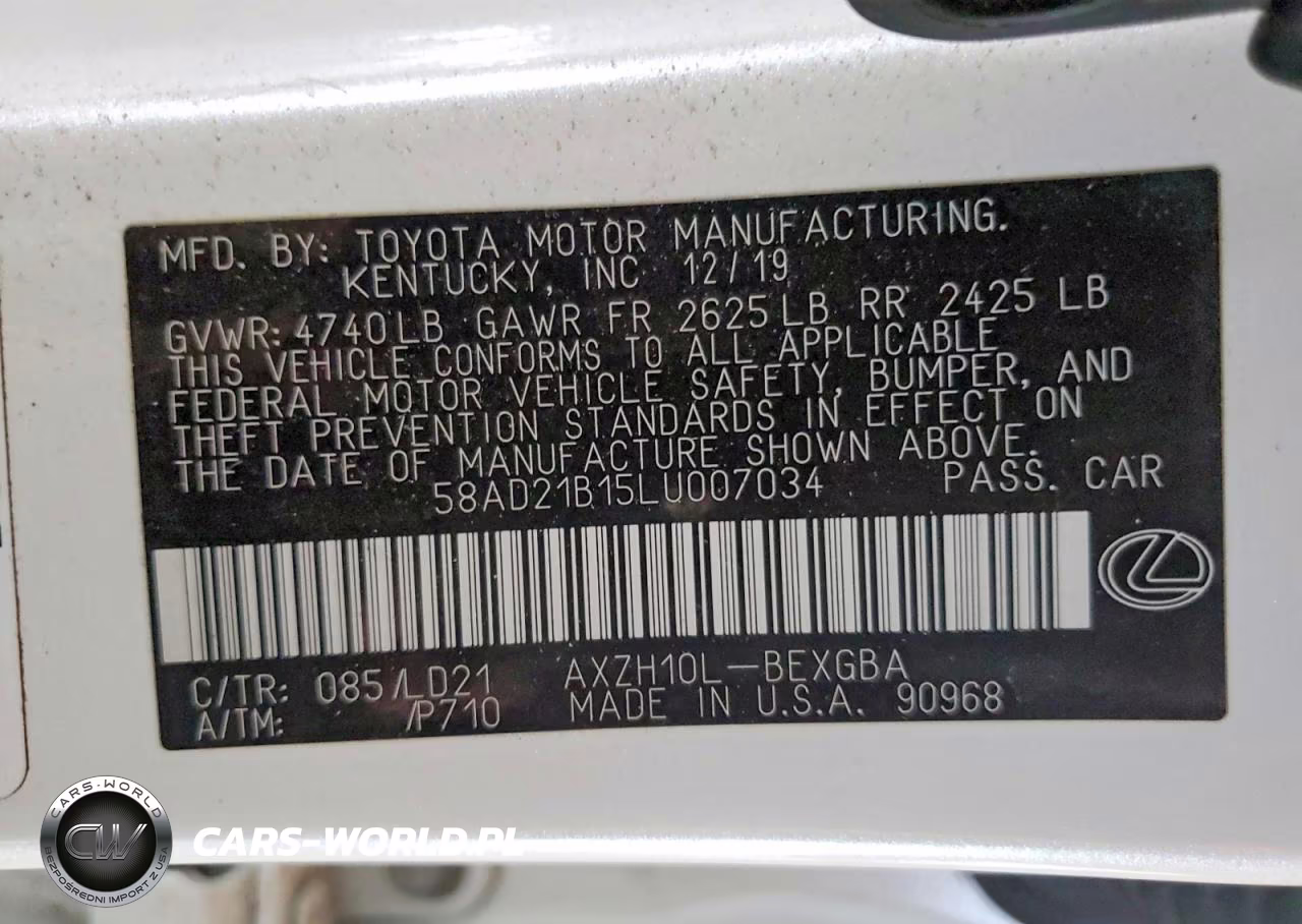 2020 Lexus Es 300H Premium VIN:58AD21B15LU007034 - 13