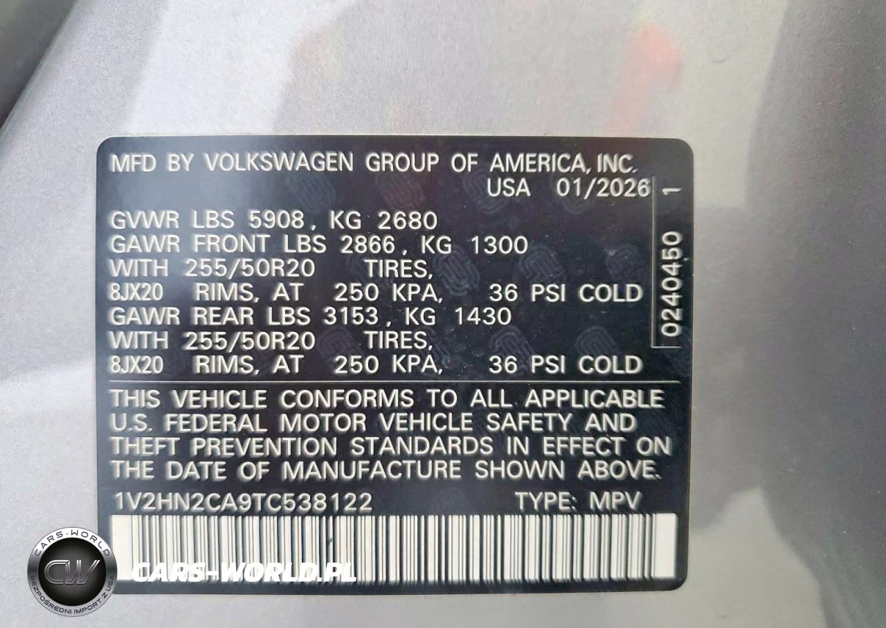 2026 Volkswagen Atlas Se VIN:1V2HN2CA9TC538122 - 14