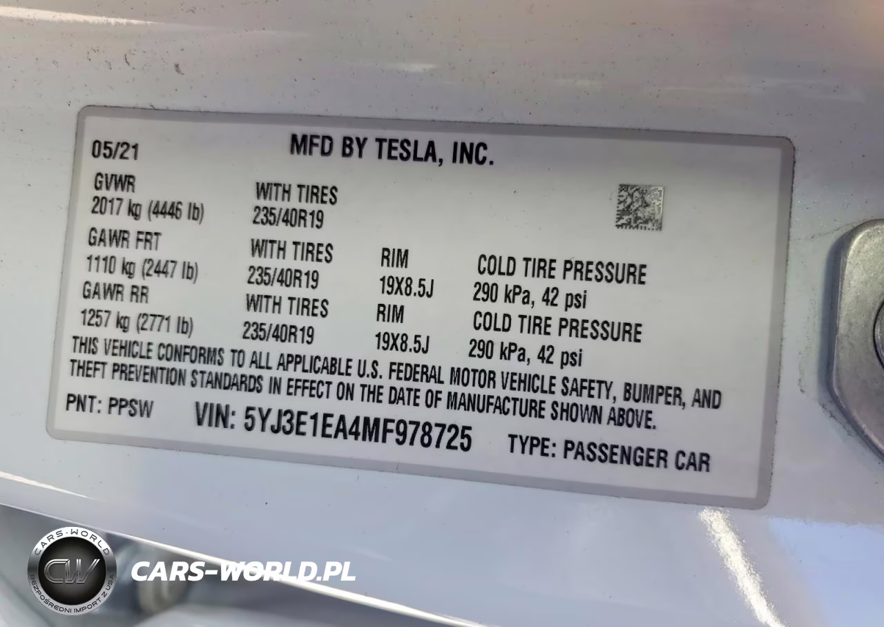 2021 Tesla Model 3 VIN:5YJ3E1EA4MF978725 - 13