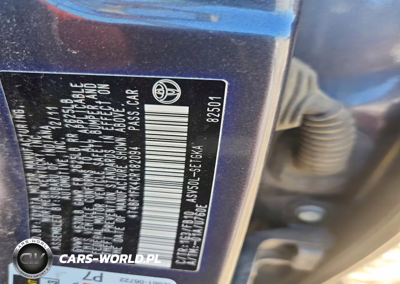 2012 Toyota Camry Xle VIN:4T4BF1FK4CR182094 - 12