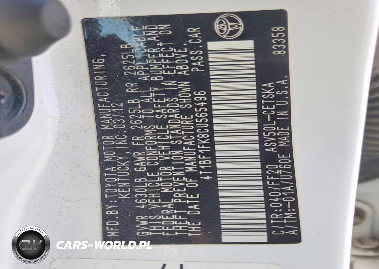 2012 Toyota Camry Se VIN:4T1BF1FK8CU565496 - 12