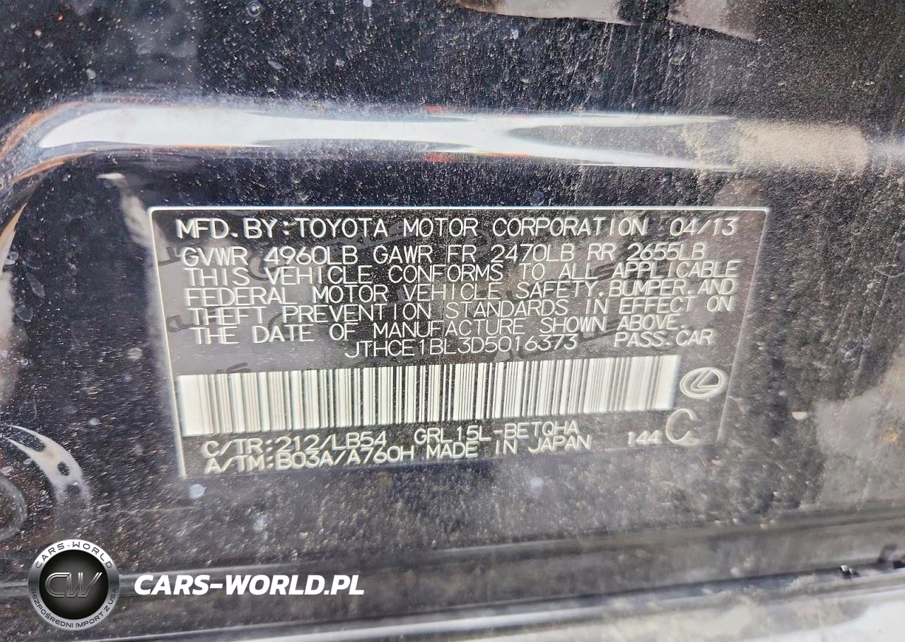 2013 Lexus Gs 350 VIN:JTHCE1BL3D5016373 - 12