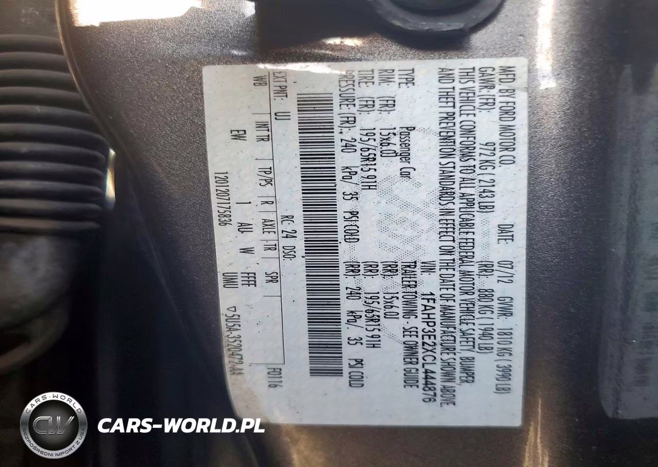 2012 Ford Focus S VIN:1FAHP3E2XCL444876 - 12