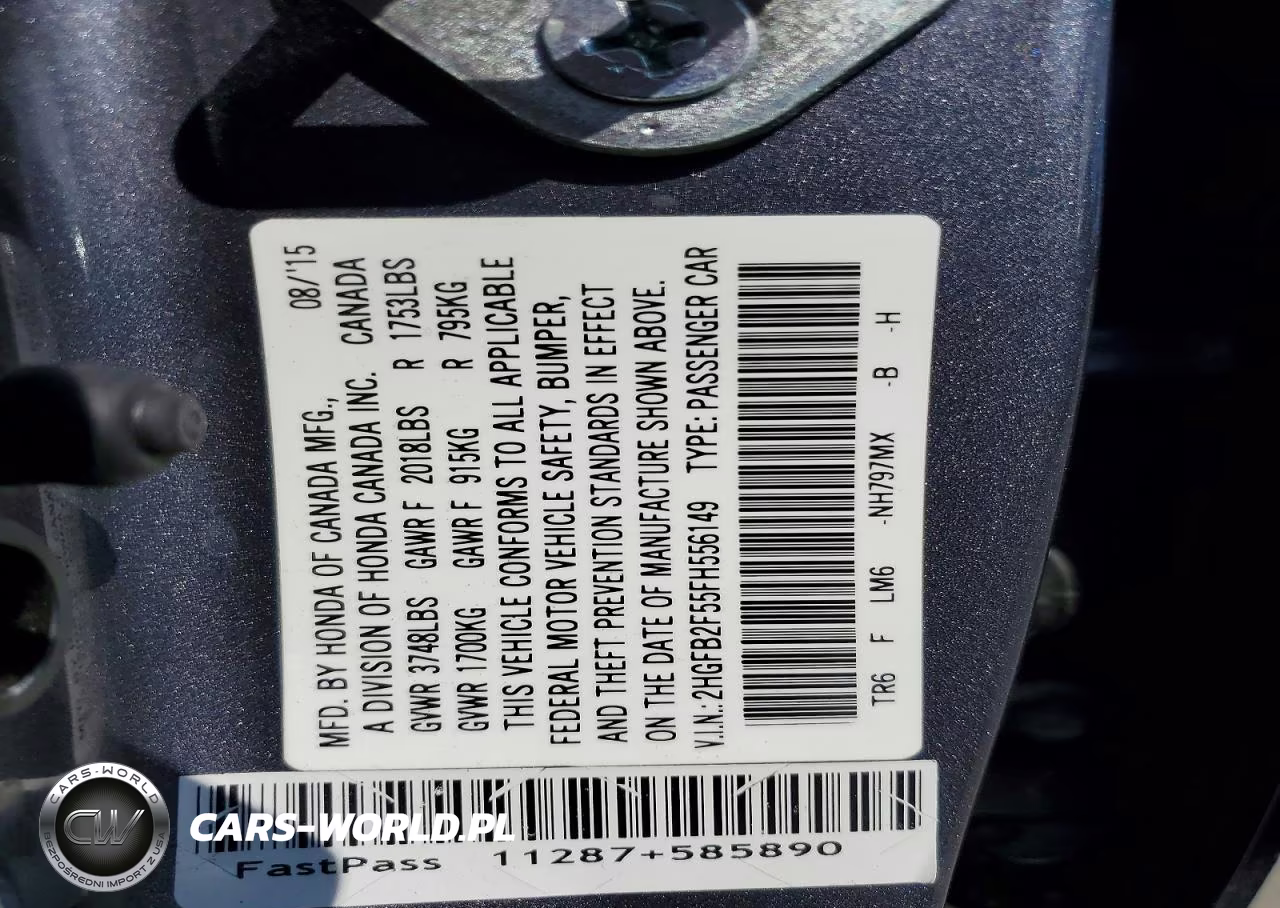 2015 Honda Civic Lx VIN:2HGFB2F55FH556149 - 12