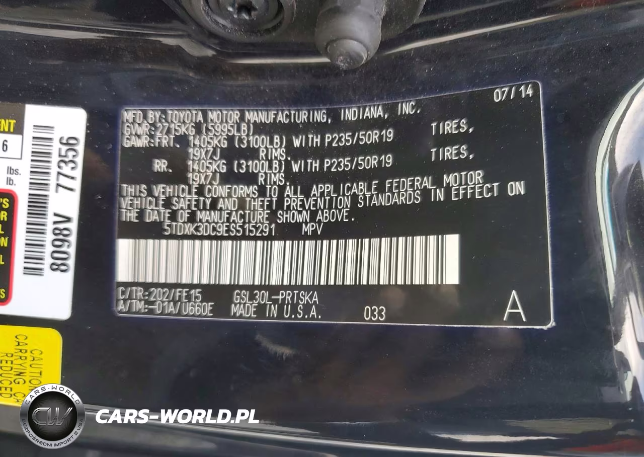 2014 Toyota Sienna Sport VIN:5TDXK3DC9ES515291 - 13