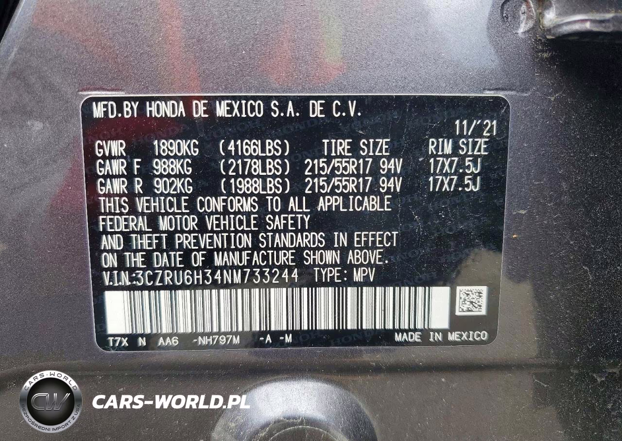 2022 Honda Hr-V Lx VIN:3CZRU6H34NM733244 - 13