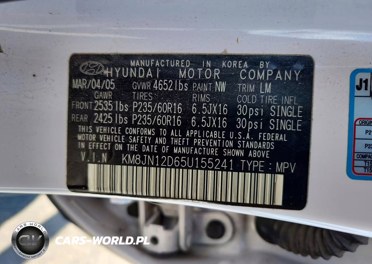 2005 Hyundai Tucson VIN:KM8JN12D65U155241 - 13