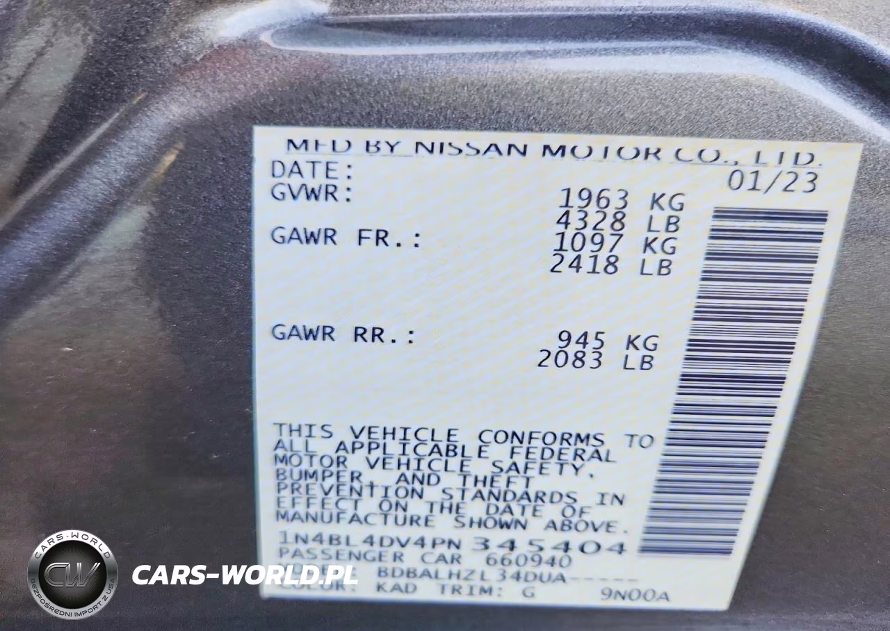 2023 Nissan Altima Sv VIN:1N4BL4DV4PN345404 - 13