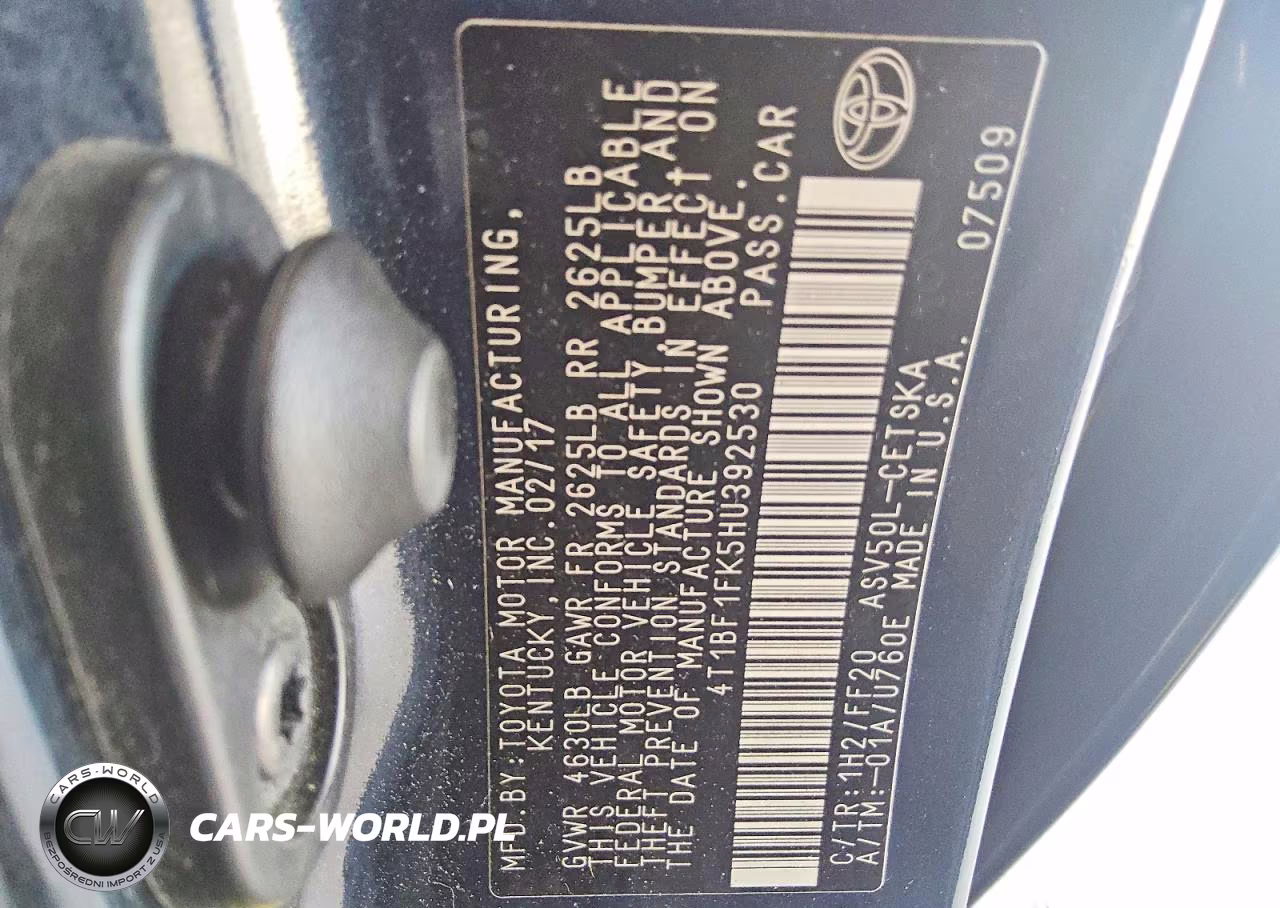 2017 Toyota Camry Se VIN:4T1BF1FK5HU392530 - 12