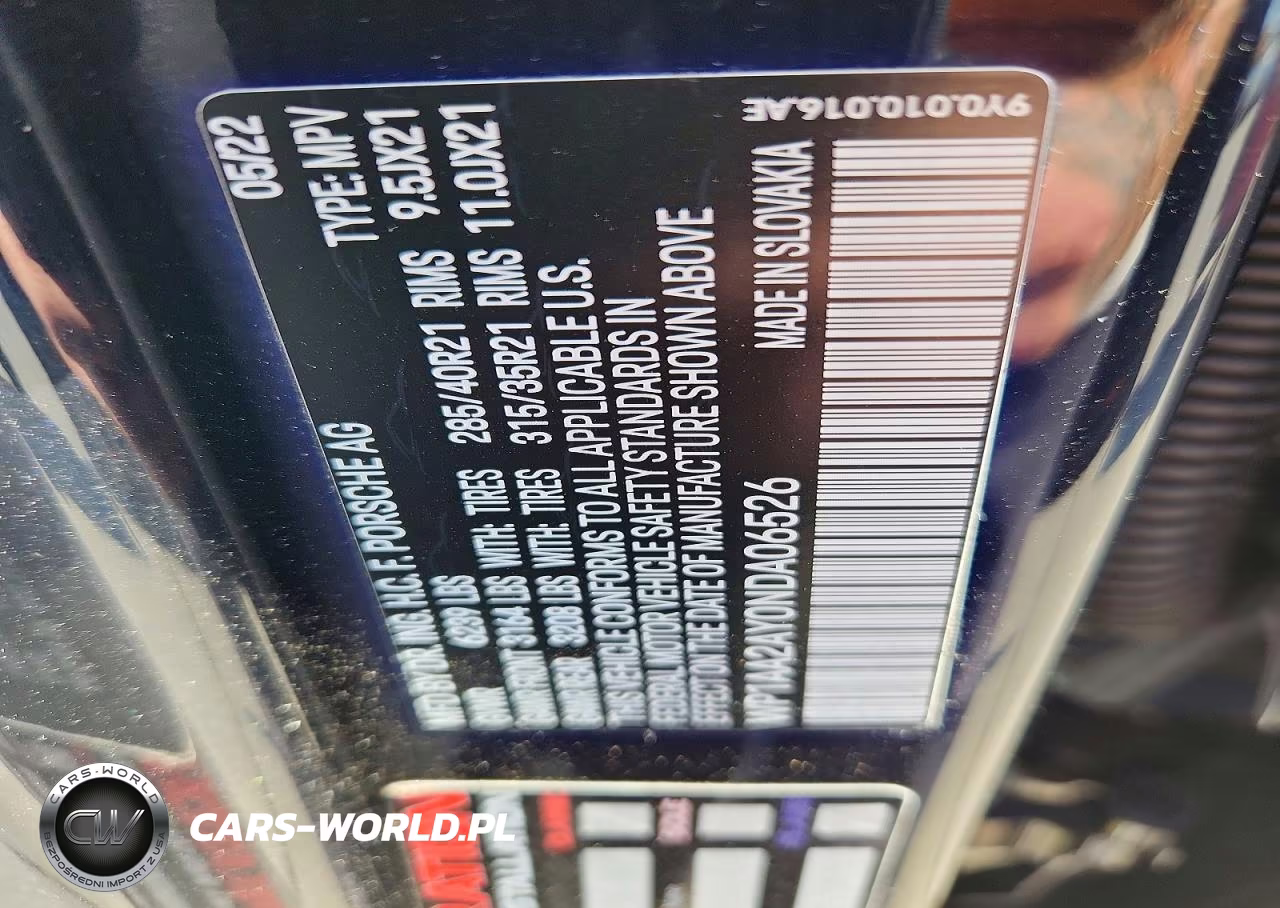 2022 Porsche Cayenne VIN:WP1AA2AY0NDA06526 - 12