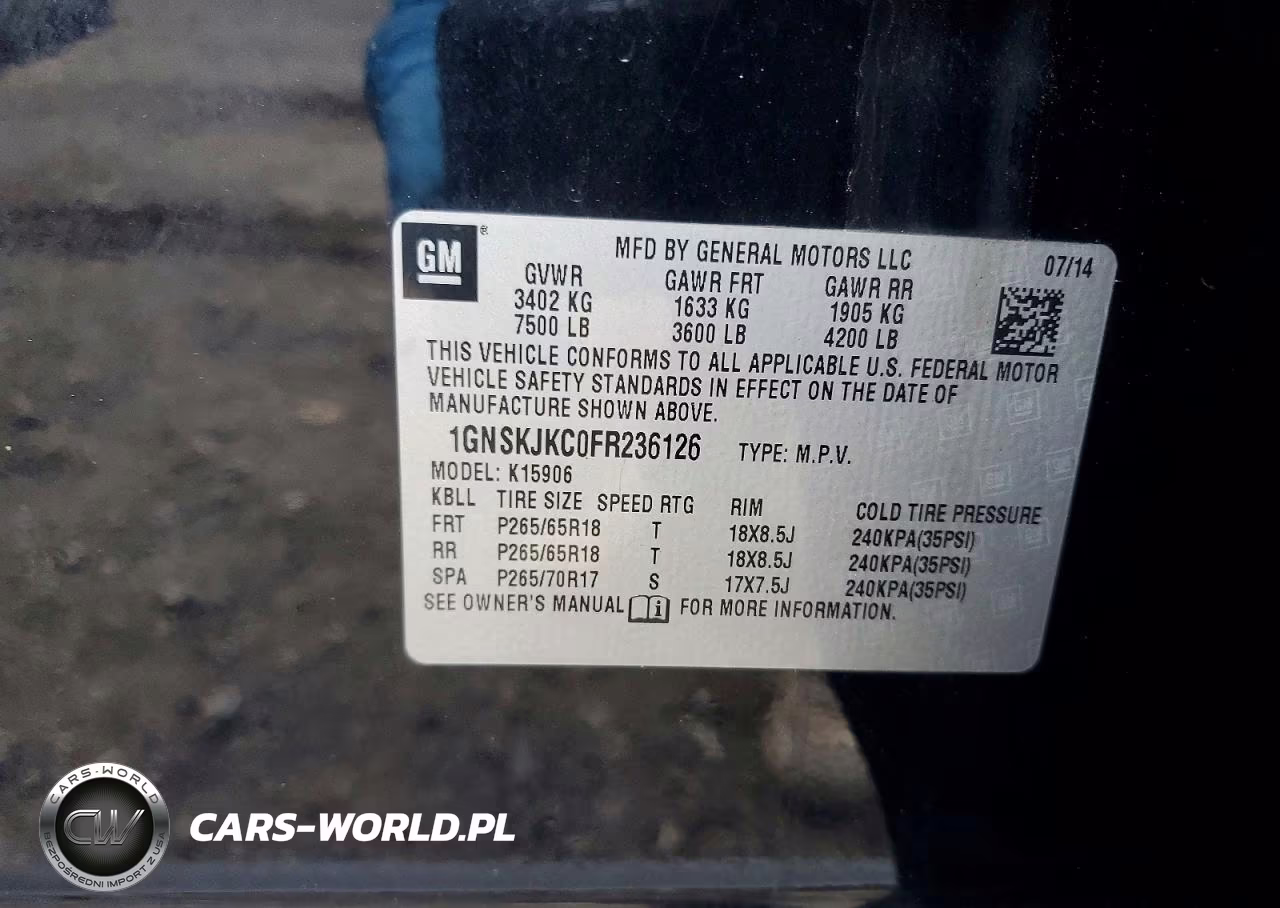 2015 Chevrolet Suburban K1500 Lt VIN:1GNSKJKC0FR236126 - 13