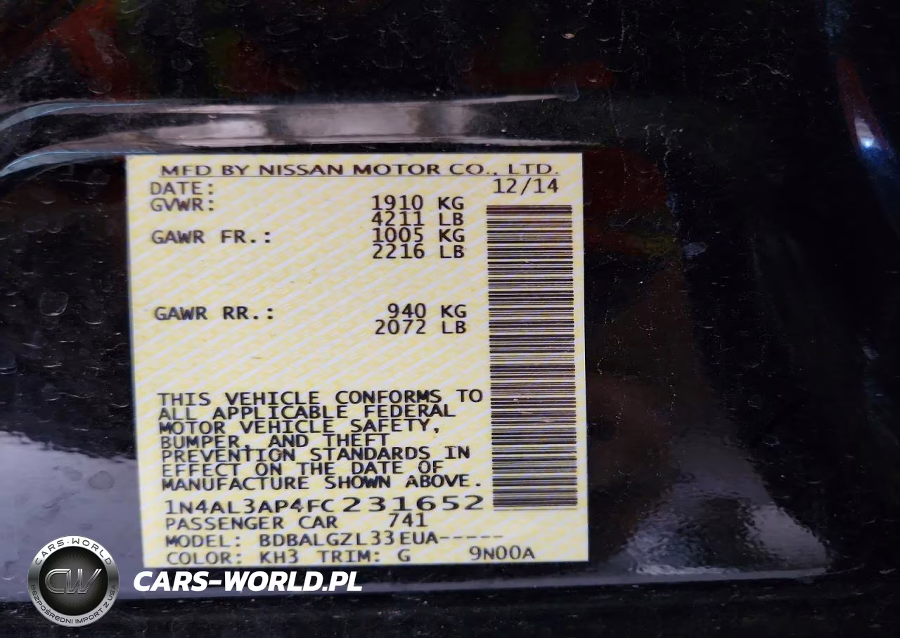 2015 Nissan Altima 2.5 S VIN:1N4AL3AP4FC231652 - 12