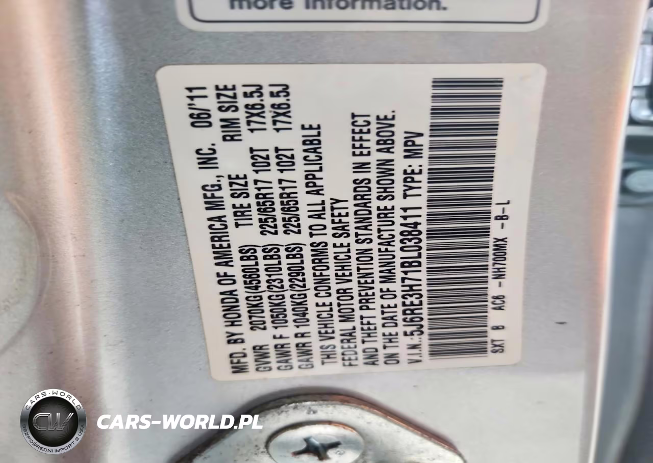 2011 Honda Cr-V Exl VIN:5J6RE3H71BL038411 - 13