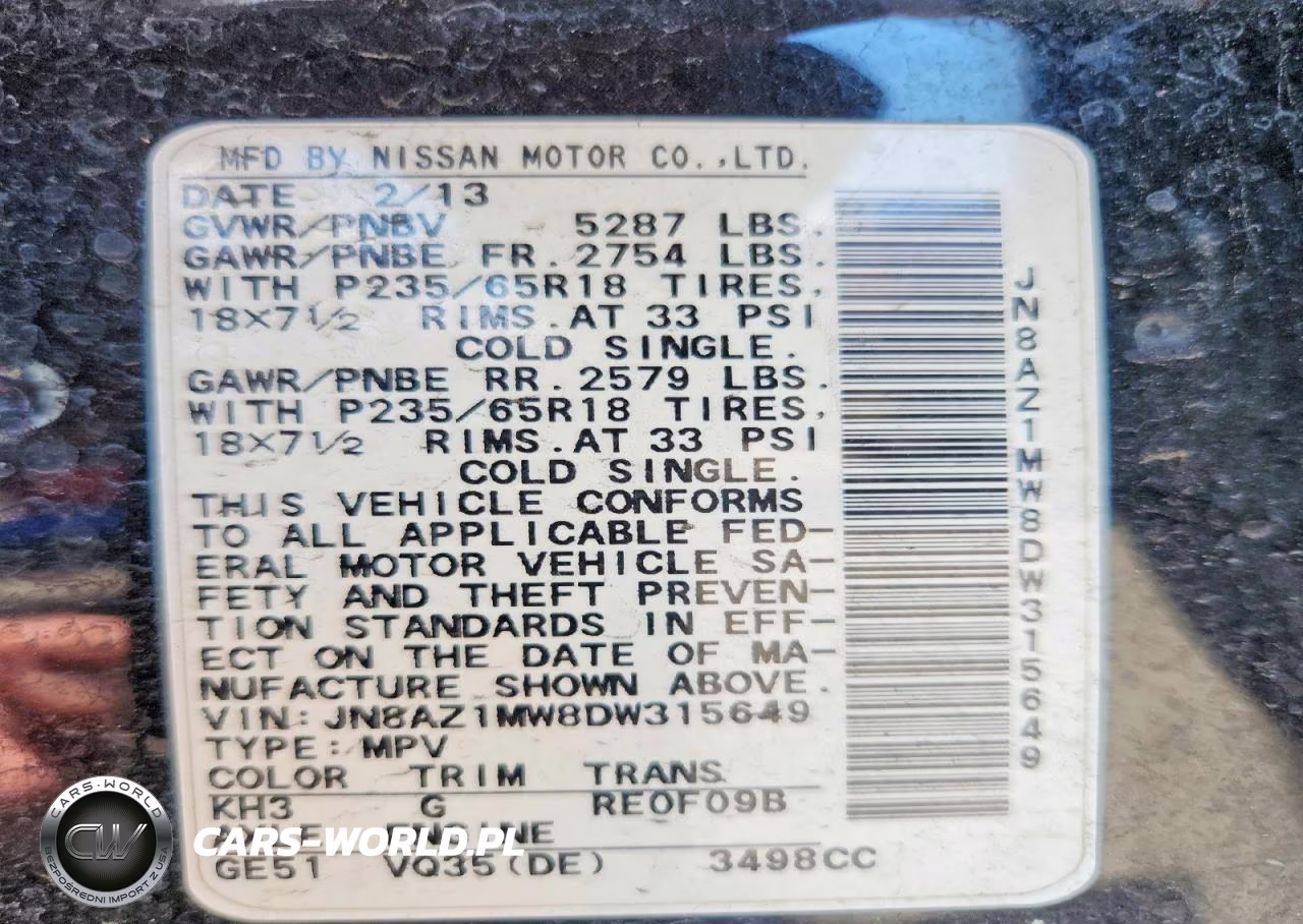 2013 Nissan Murano S VIN:JN8AZ1MW8DW315649 - 13