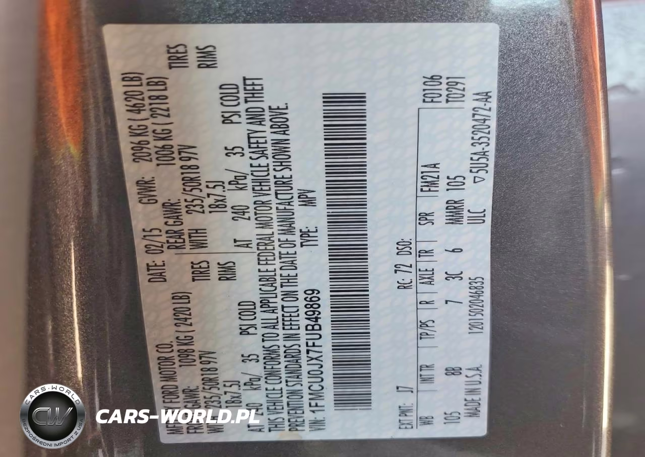 2015 Ford Escape Titanium VIN:1FMCU0JX7FUB49869 - 13