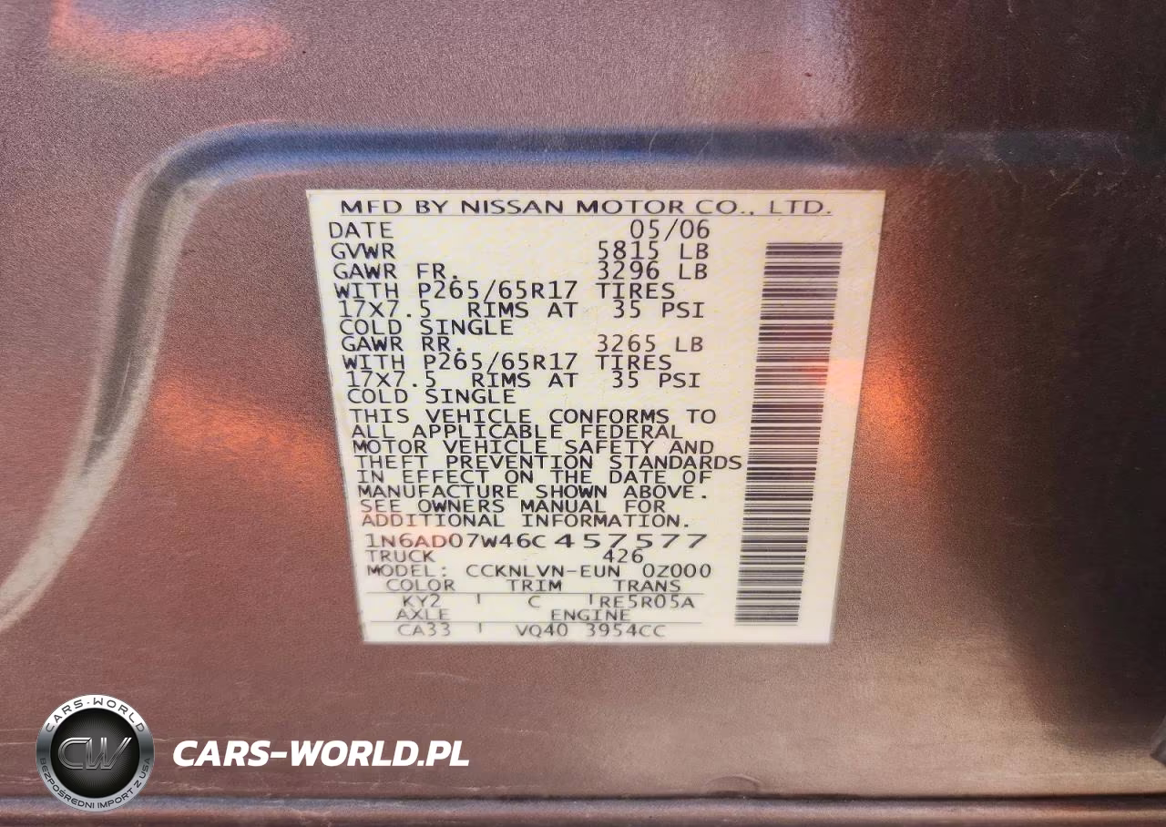 2006 Nissan Frontier Se VIN:1N6AD07W46C457577 - 12