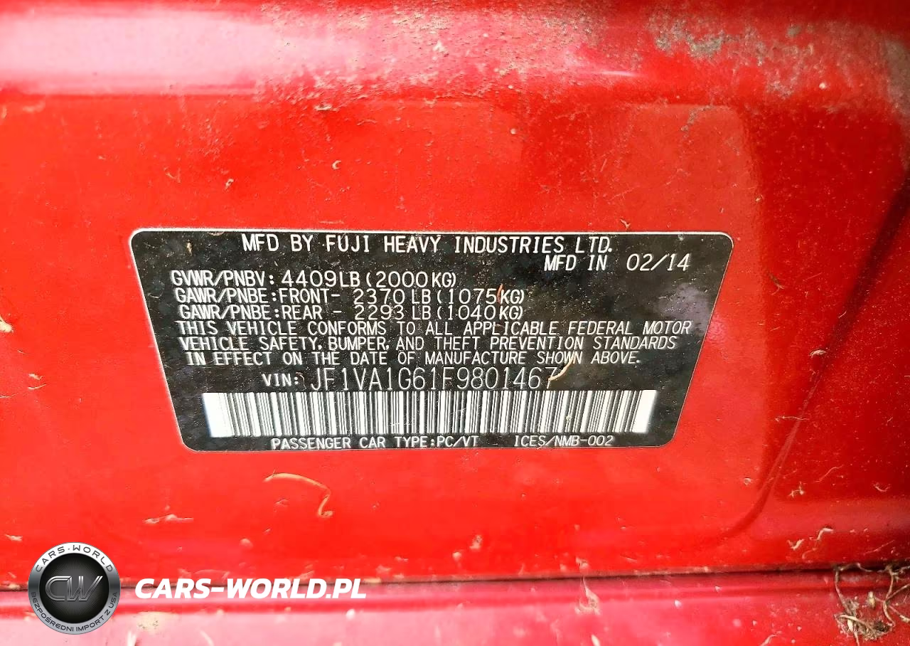 2015 Subaru Wrx Limited VIN:JF1VA1G61F9801467 - 12