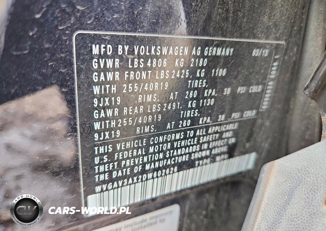 2013 Volkswagen Tiguan S VIN:WVGAV3AX2DW602626 - 13