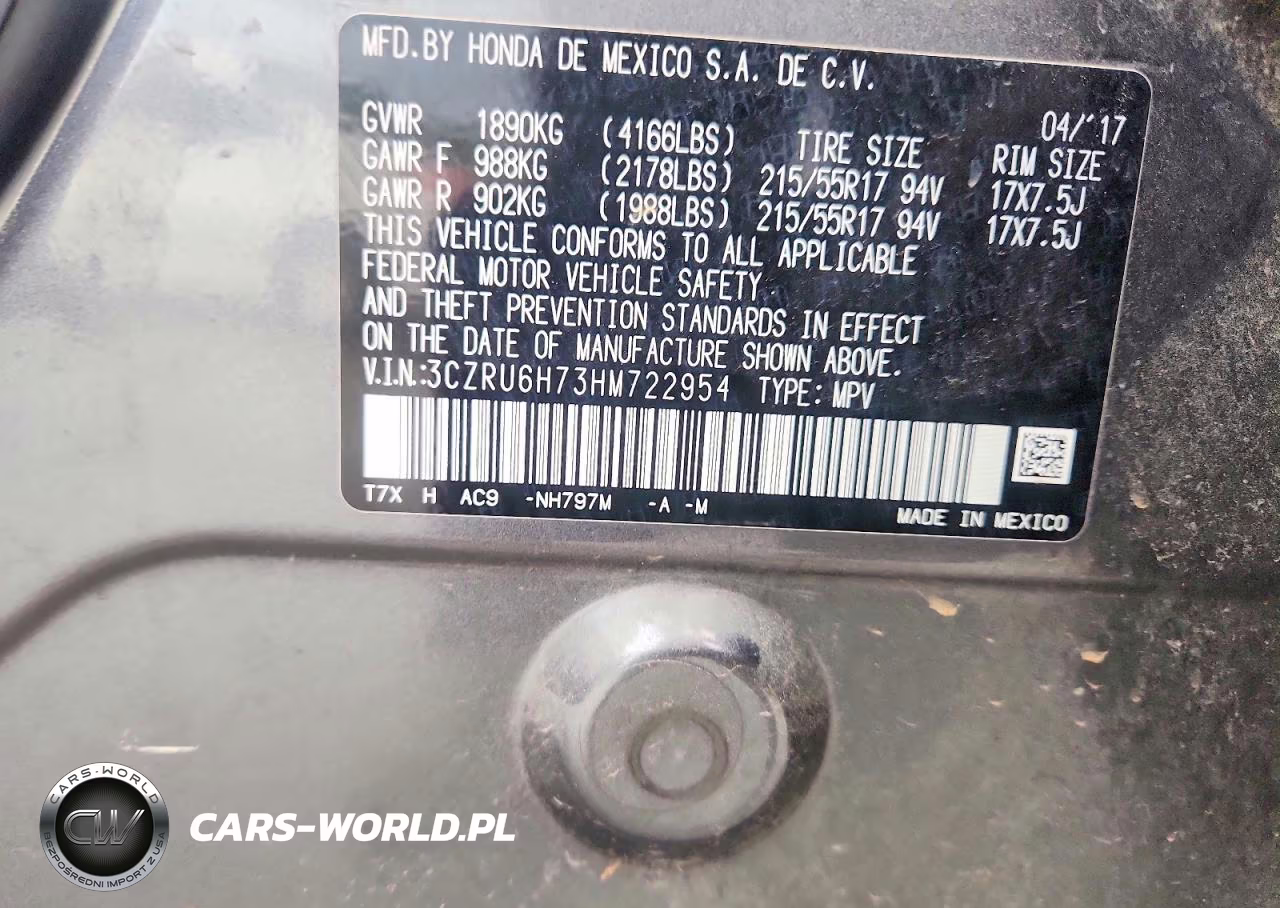 2017 Honda Hr-V Exl VIN:3CZRU6H73HM722954 - 13
