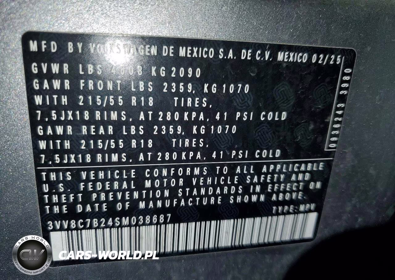 2025 Volkswagen Taos S VIN:3VV8C7B24SM038687 - 14
