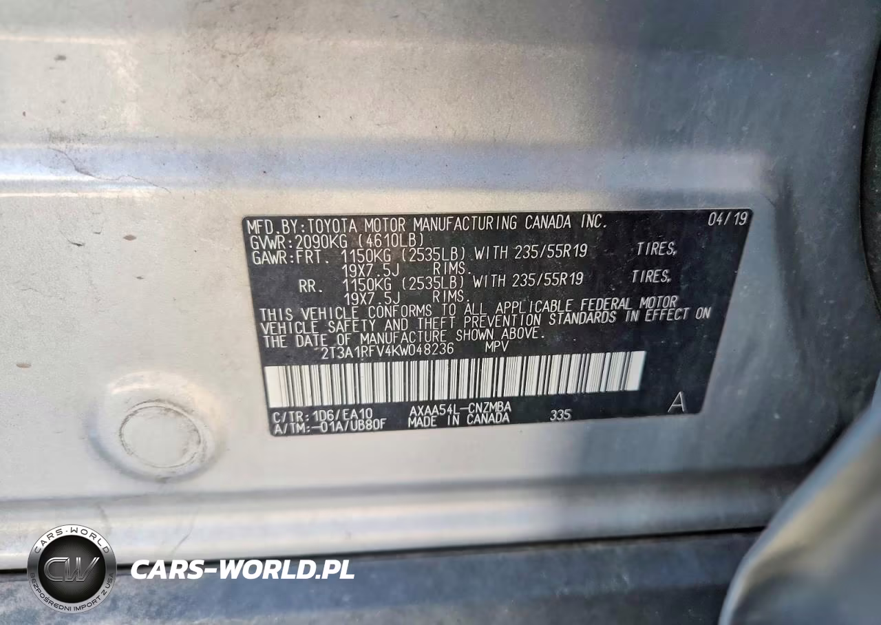 2019 Toyota Rav4 Xle Premium VIN:2T3A1RFV4KW048236 - 12