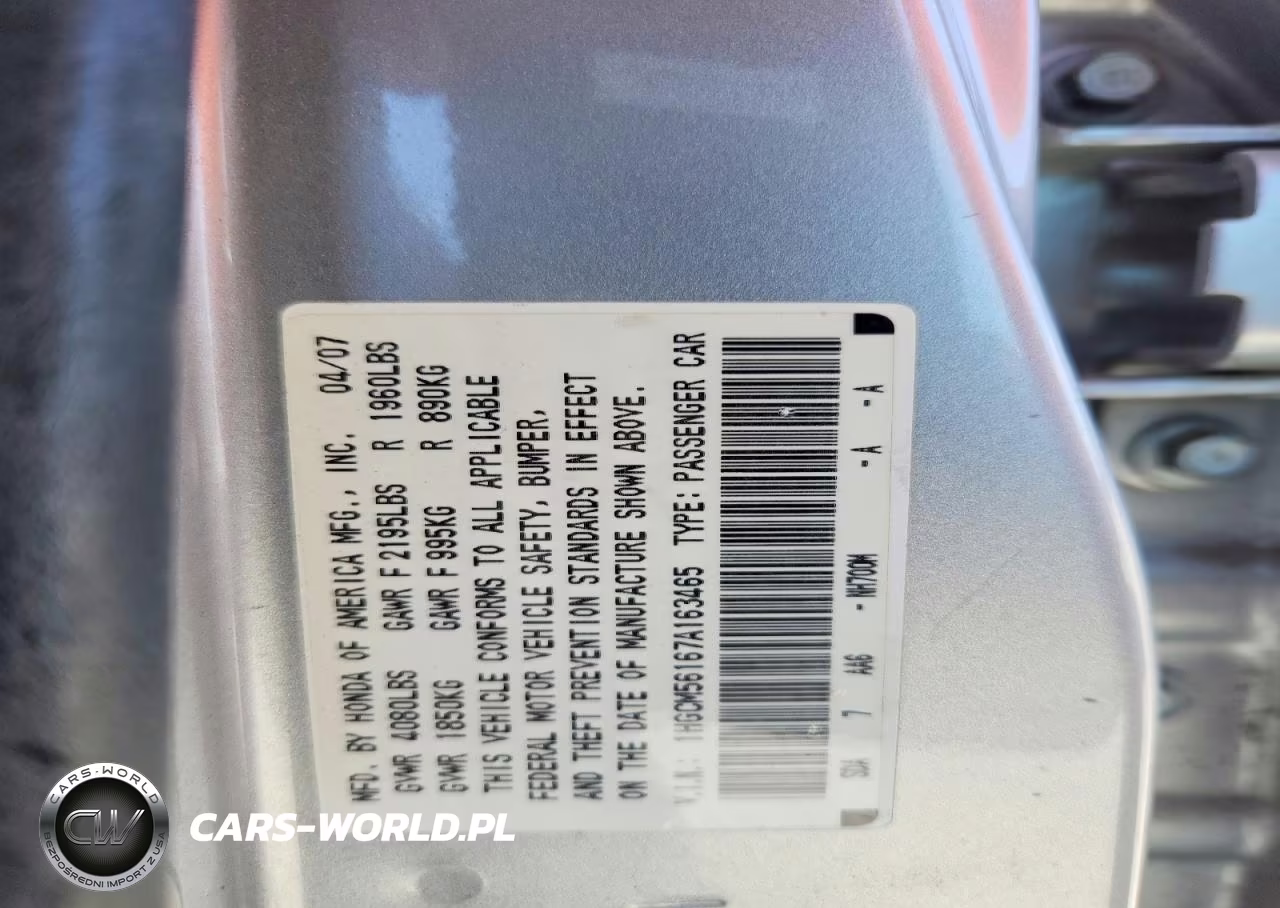 2007 Honda Accord Value VIN:1HGCM56167A163465 - 12
