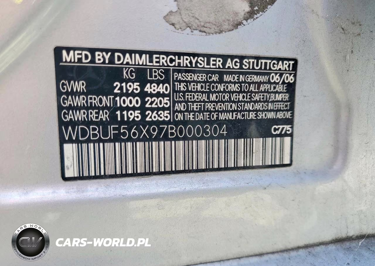 2007 Mercedes-Benz E 350 VIN:WDBUF56X97B000304 - 12