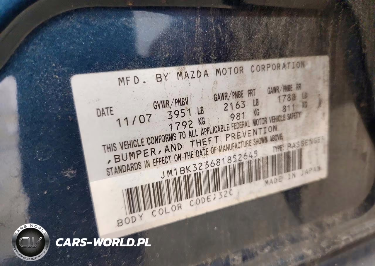 2008 Mazda 3 S VIN:JM1BK323681852645 - 12