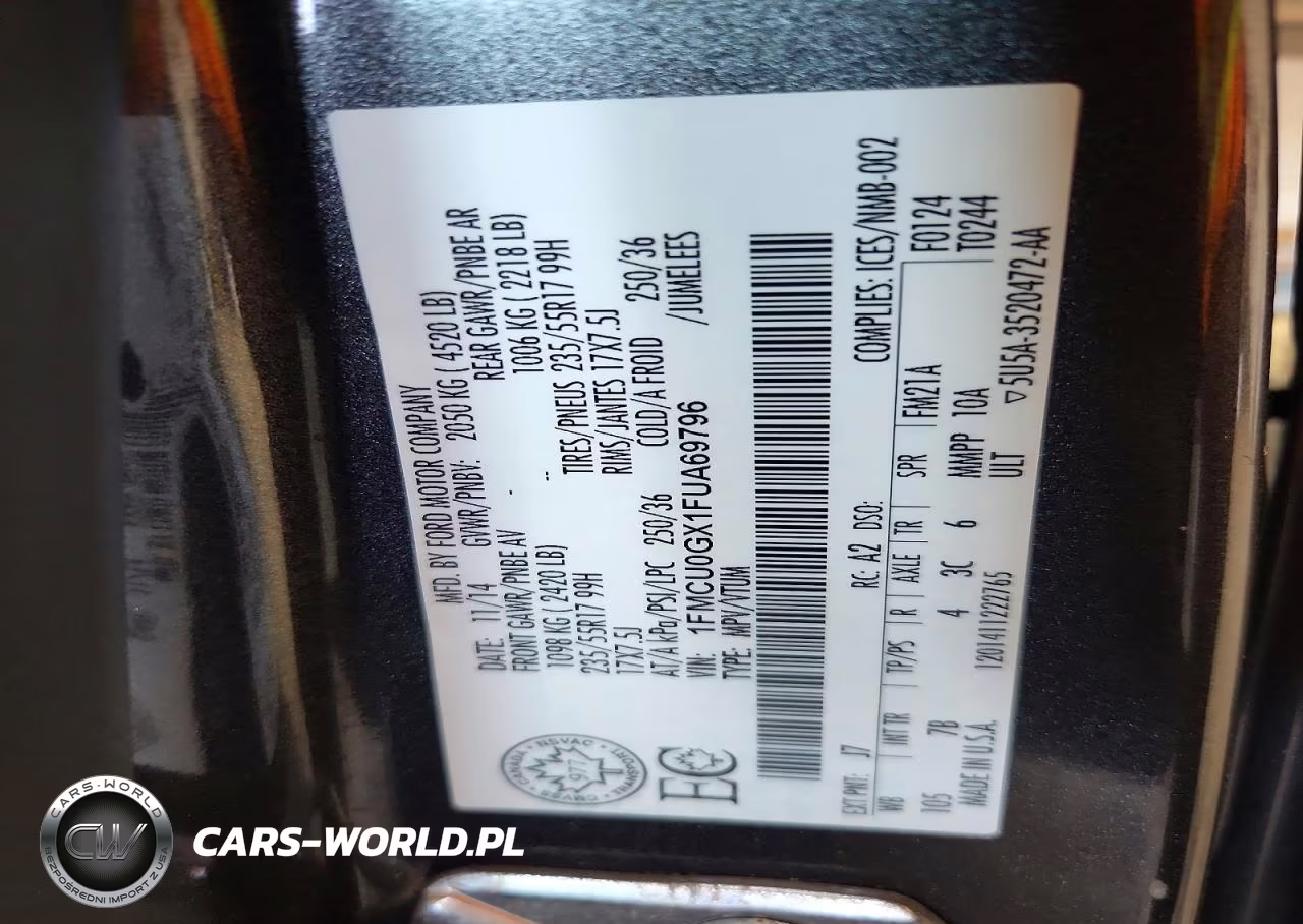 2015 Ford Escape Se VIN:1FMCU0GX1FUA69796 - 12