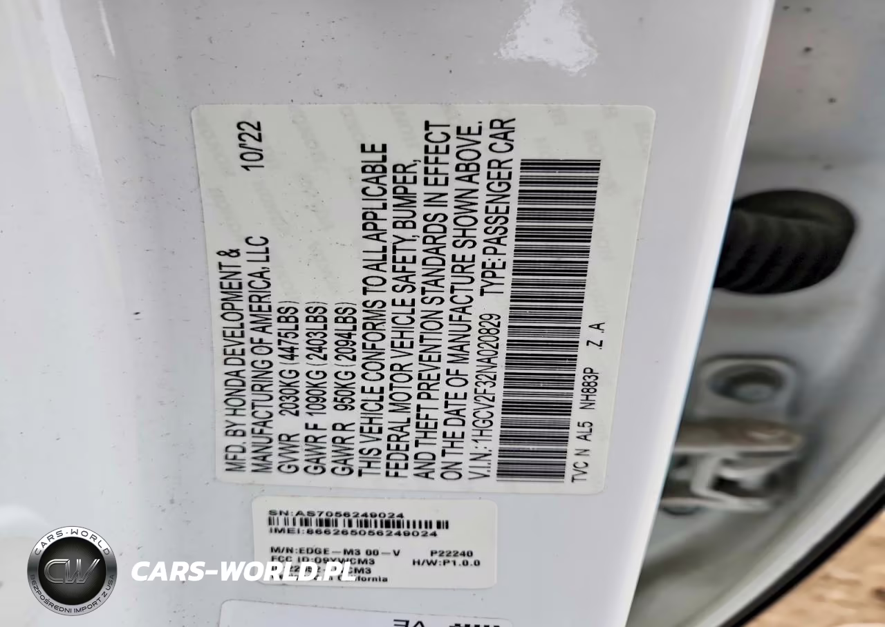 2022 Honda Accord Sport VIN:1HGCV2F32NA020829 - 12