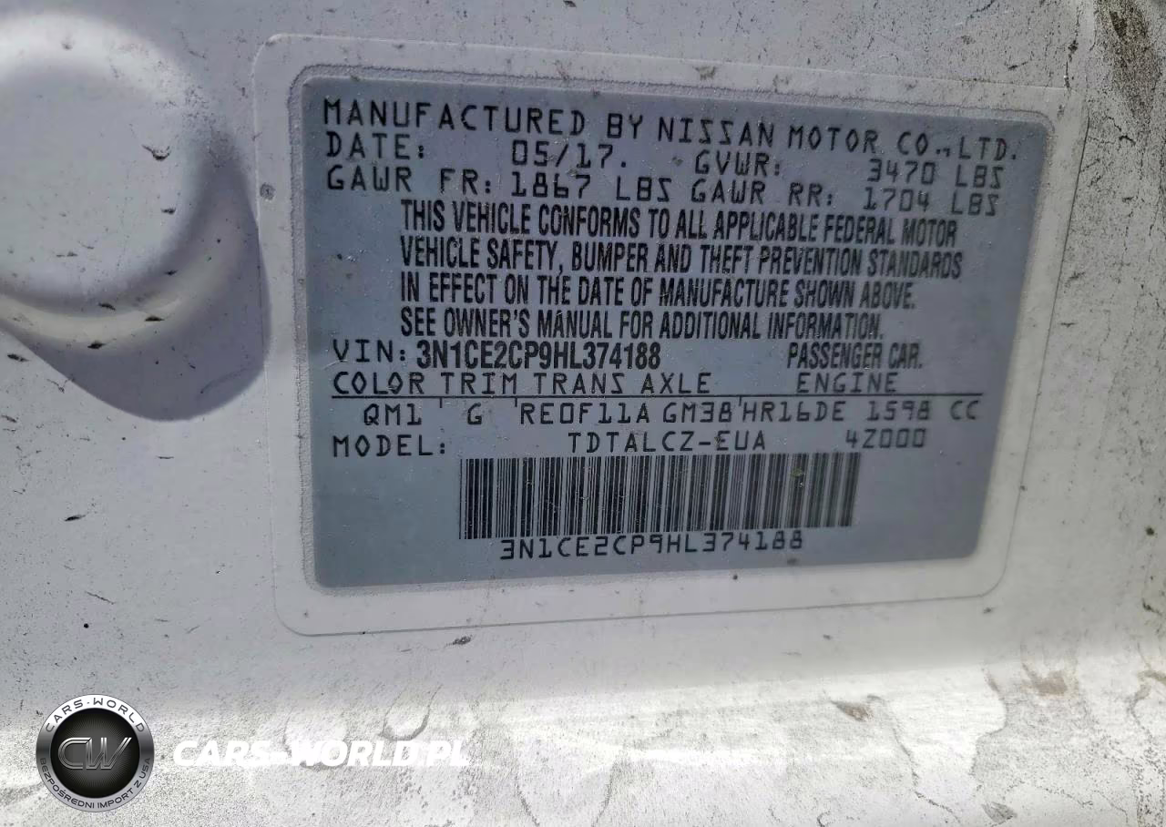 2017 Nissan Versa Note S Plus VIN:3N1CE2CP9HL374188 - 12