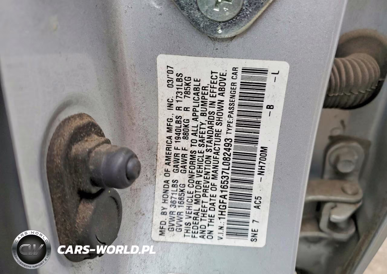 2007 Honda Civic Lx VIN:1HGFA16537L082493 - 12
