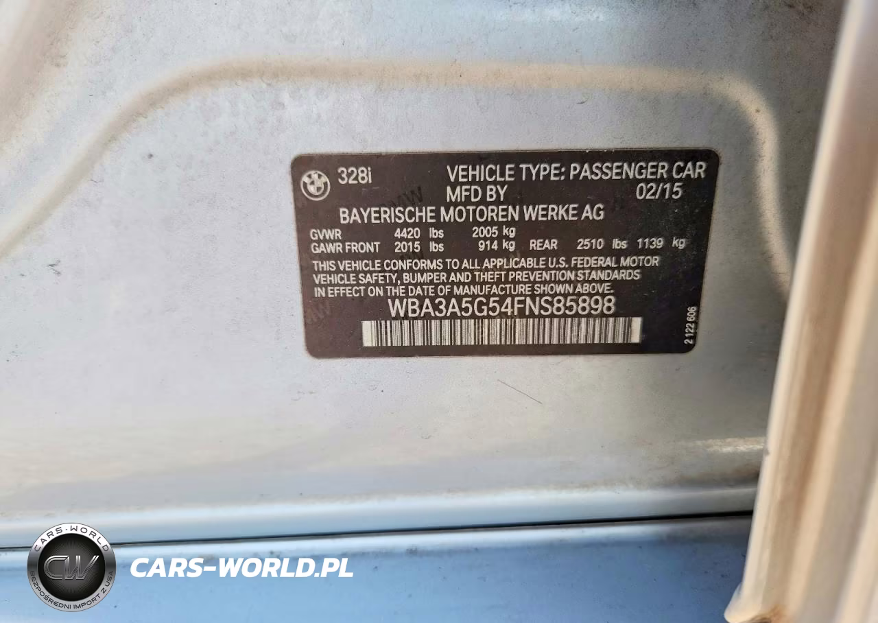 2015 BMW 328 I VIN:WBA3A5G54FNS85898 - 12