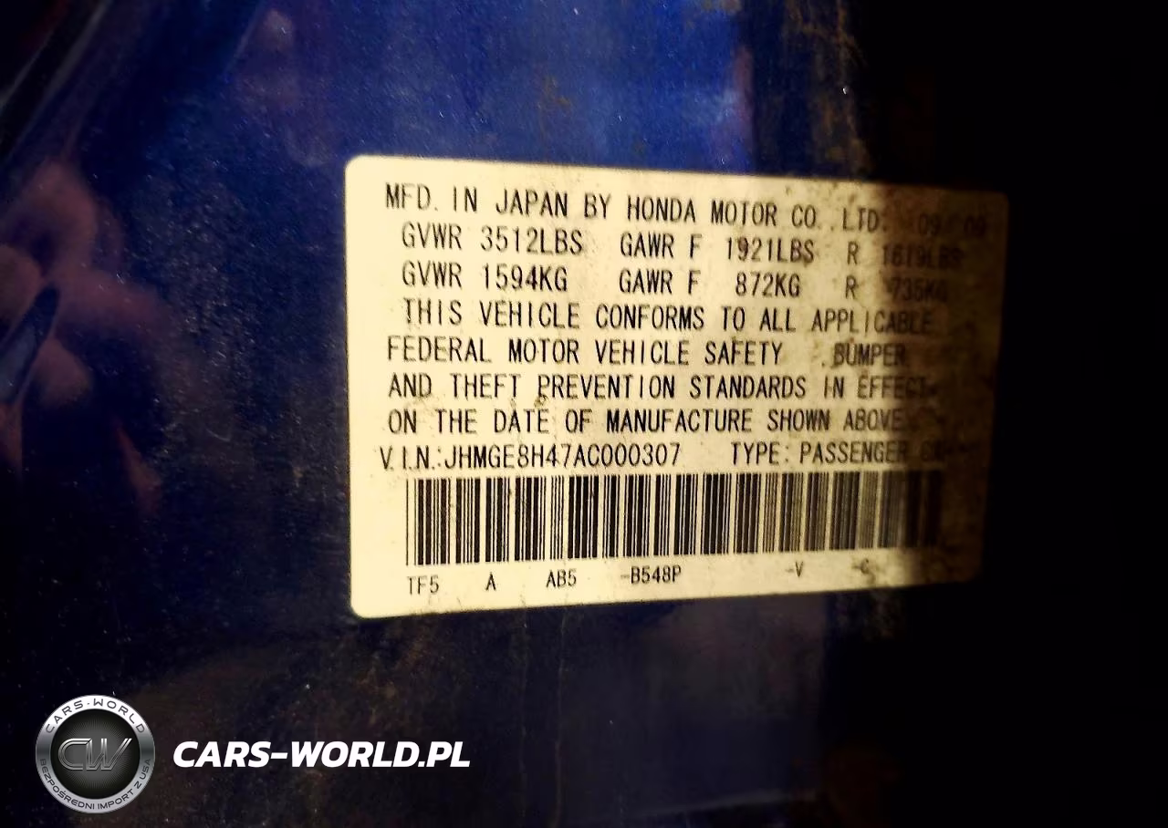 2010 Honda Fit Sport VIN:JHMGE8H47AC000307 - 12