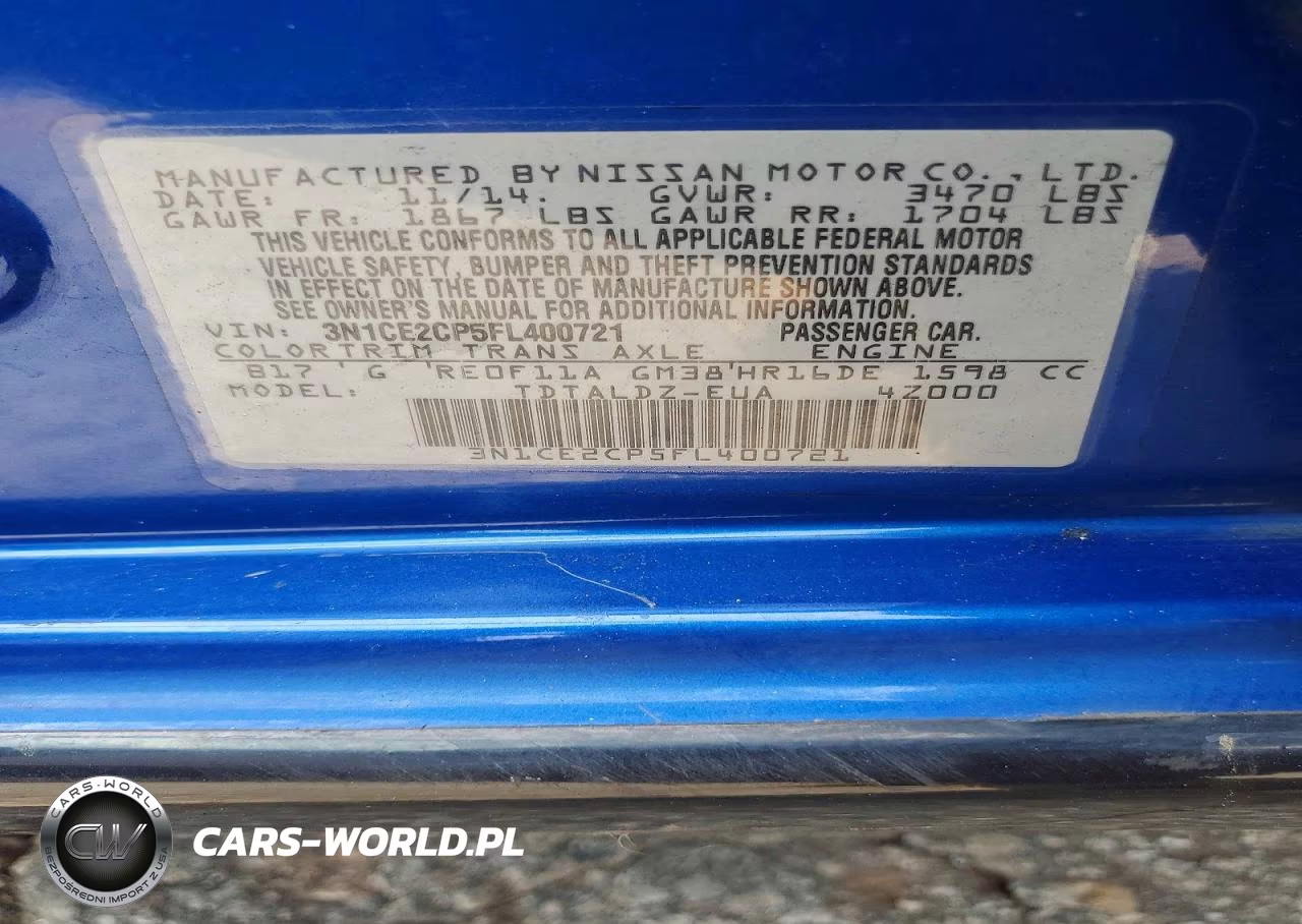 2015 Nissan Versa Note Sv VIN:3N1CE2CP5FL400721 - 12
