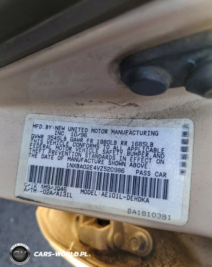1997 Toyota Corolla Base VIN:1NXBA02E4VZ520986 - 12