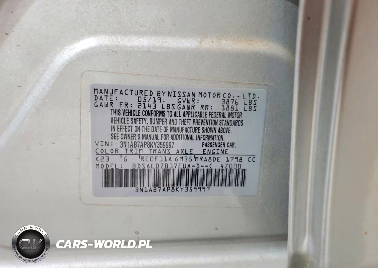 2019 Nissan Sentra Sv VIN:3N1AB7AP8KY359997 - 13