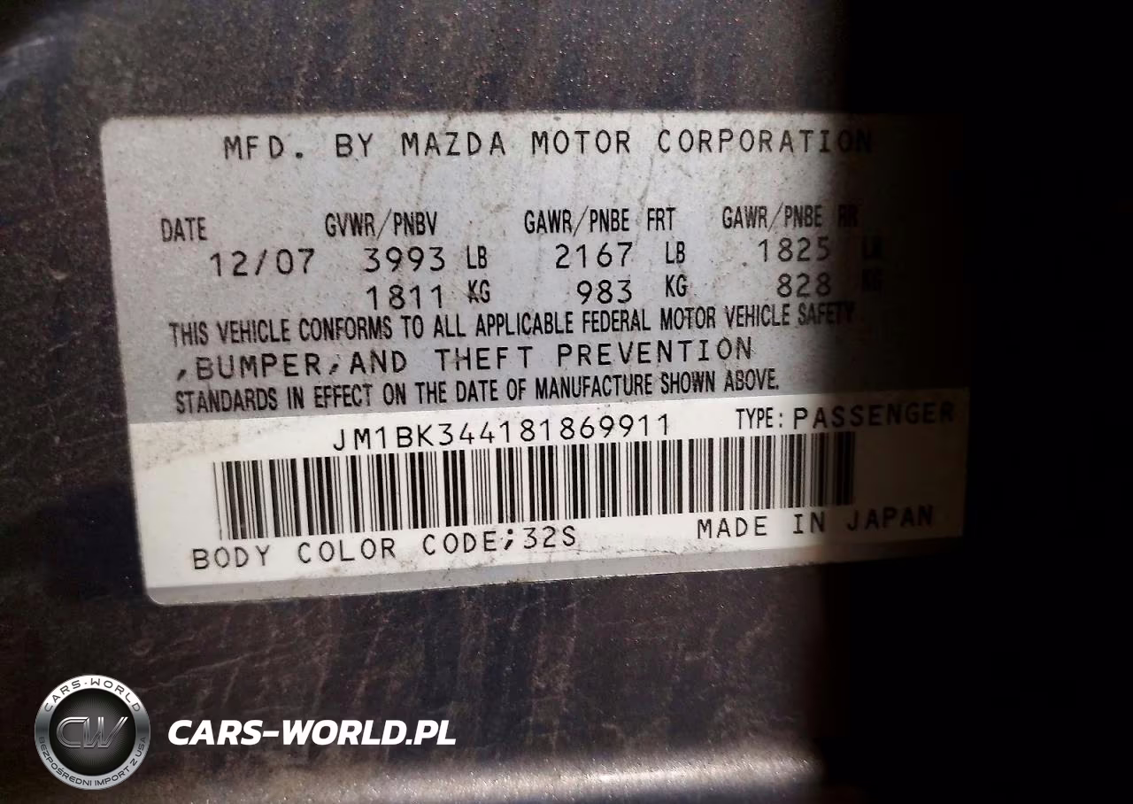 2008 Mazda 3 Hatchback VIN:JM1BK344181869911 - 12