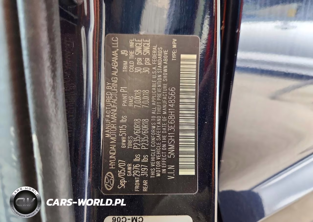 2008 Hyundai Santa Fe Se VIN:5NMSH13E68H148566 - 13
