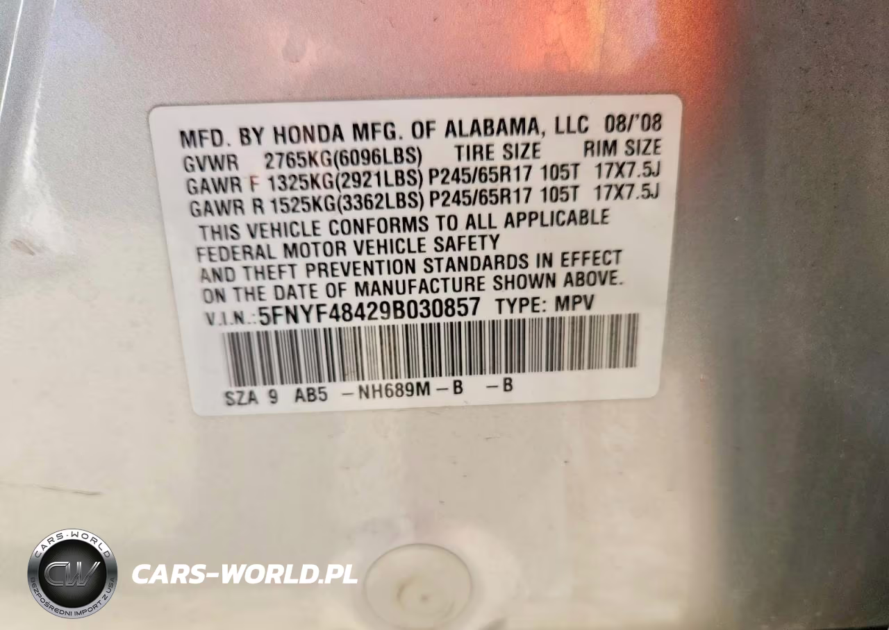 2009 Honda Pilot Ex VIN:5FNYF48429B030857 - 13