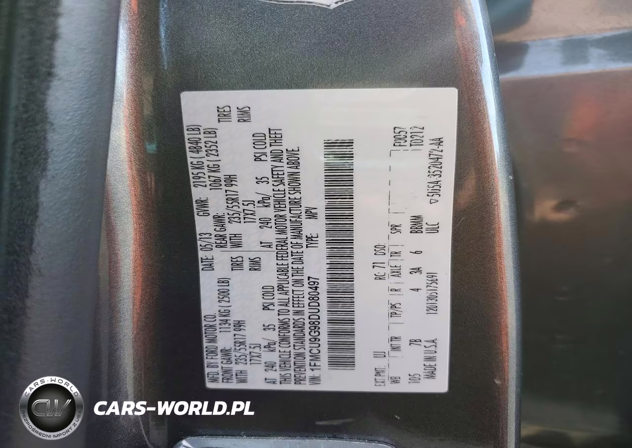 2013 Ford Escape Se VIN:1FMCU9G98DUD80497 - 13