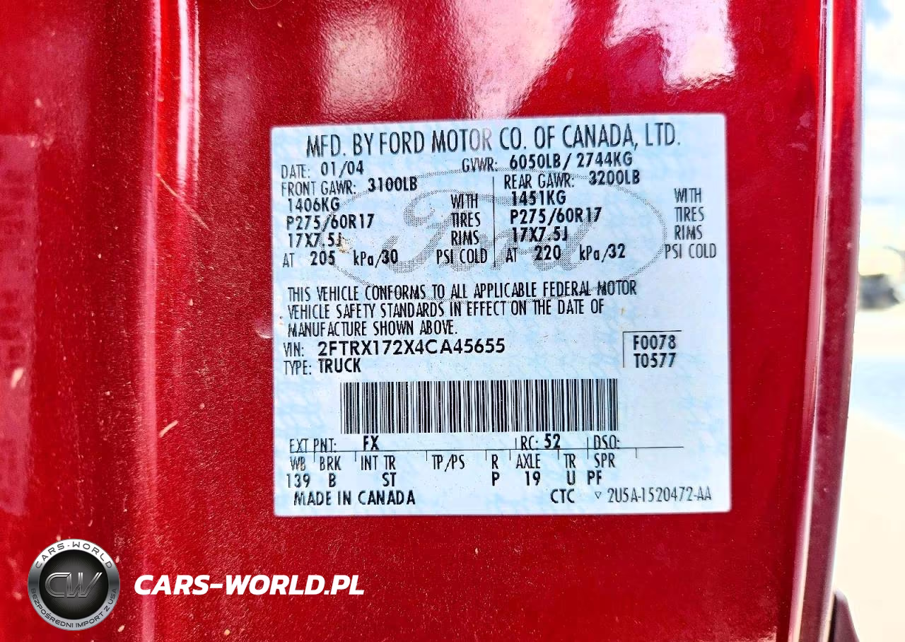 2004 Ford F-150 Heritage Classic VIN:2FTRX172X4CA45655 - 12