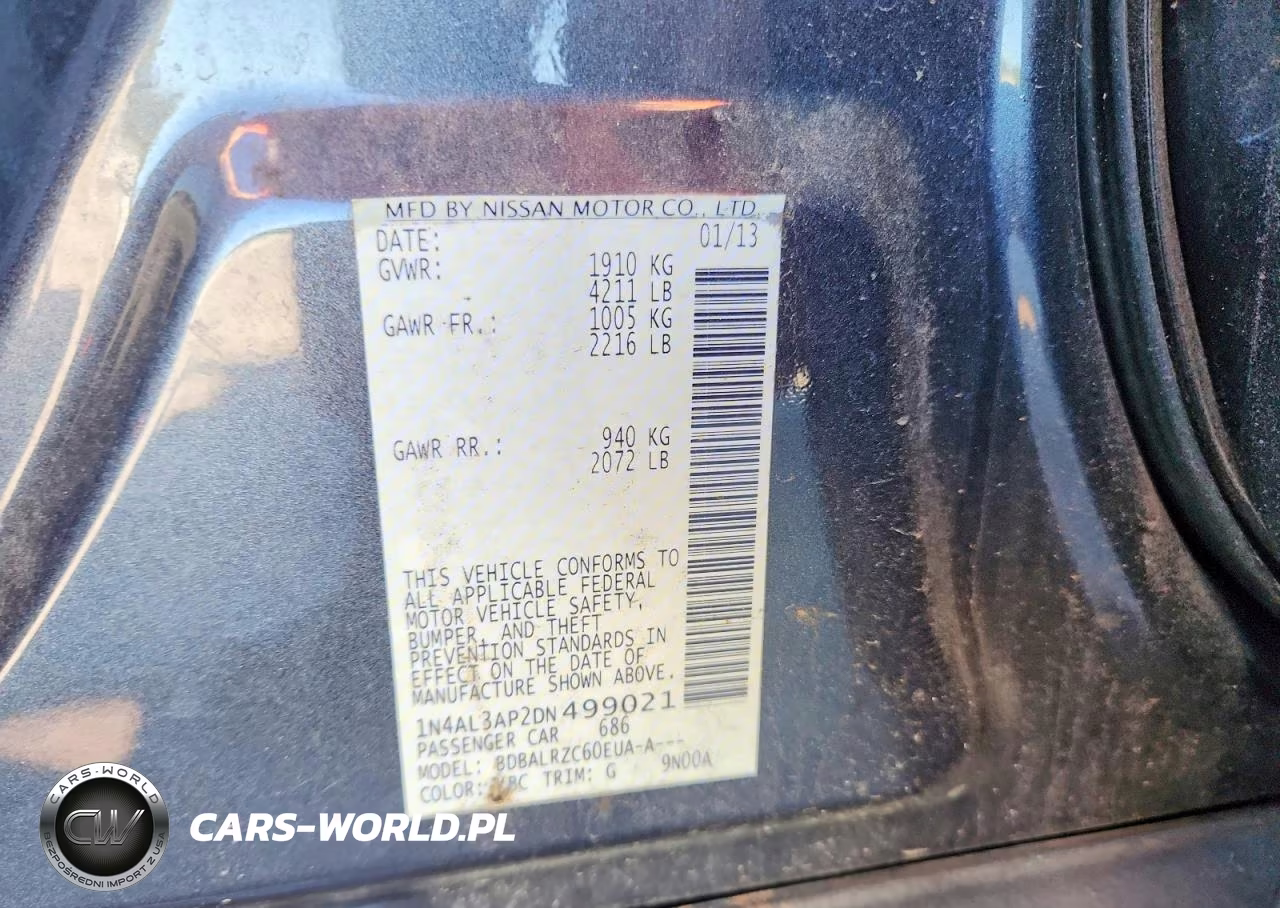 2013 Nissan Altima 2.5 VIN:1N4AL3AP2DN499021 - 12