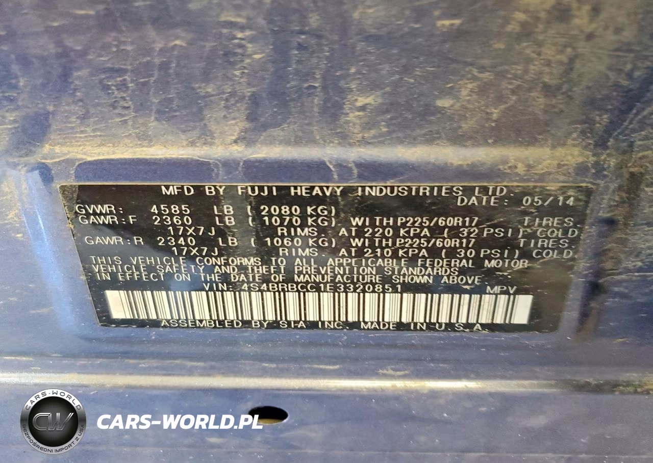 2014 Subaru Outback 2.5 I Premiu VIN:4S4BRBCC1E3320851 - 14