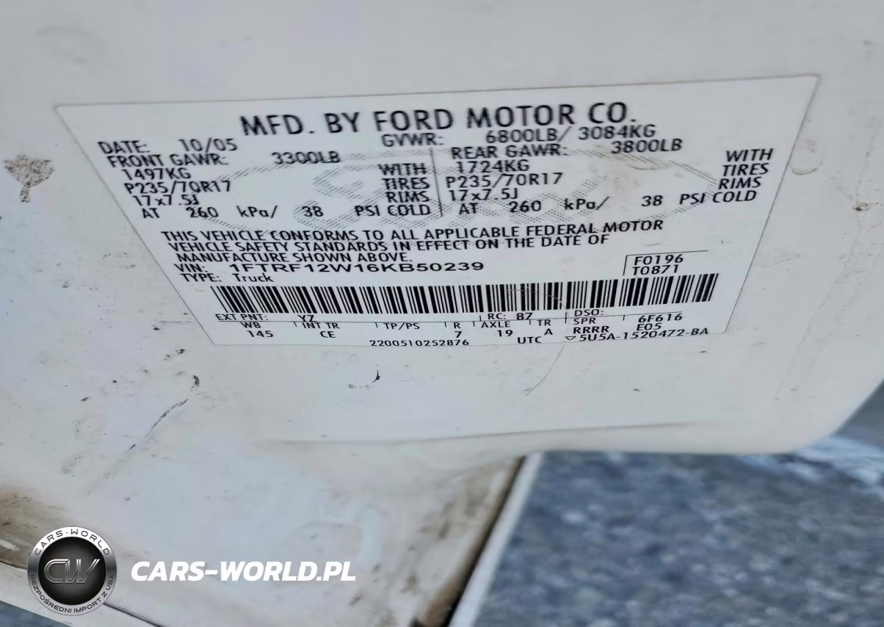 2006 Ford F150 VIN:1FTRF12W16KB50239 - 12